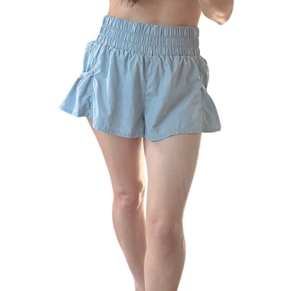 FP Movement Get Your Flirt On Blue Grey High Rise Athletic Shorts Size S